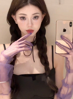 纯欲辣妹黑色蝴蝶结蕾丝绑带项链