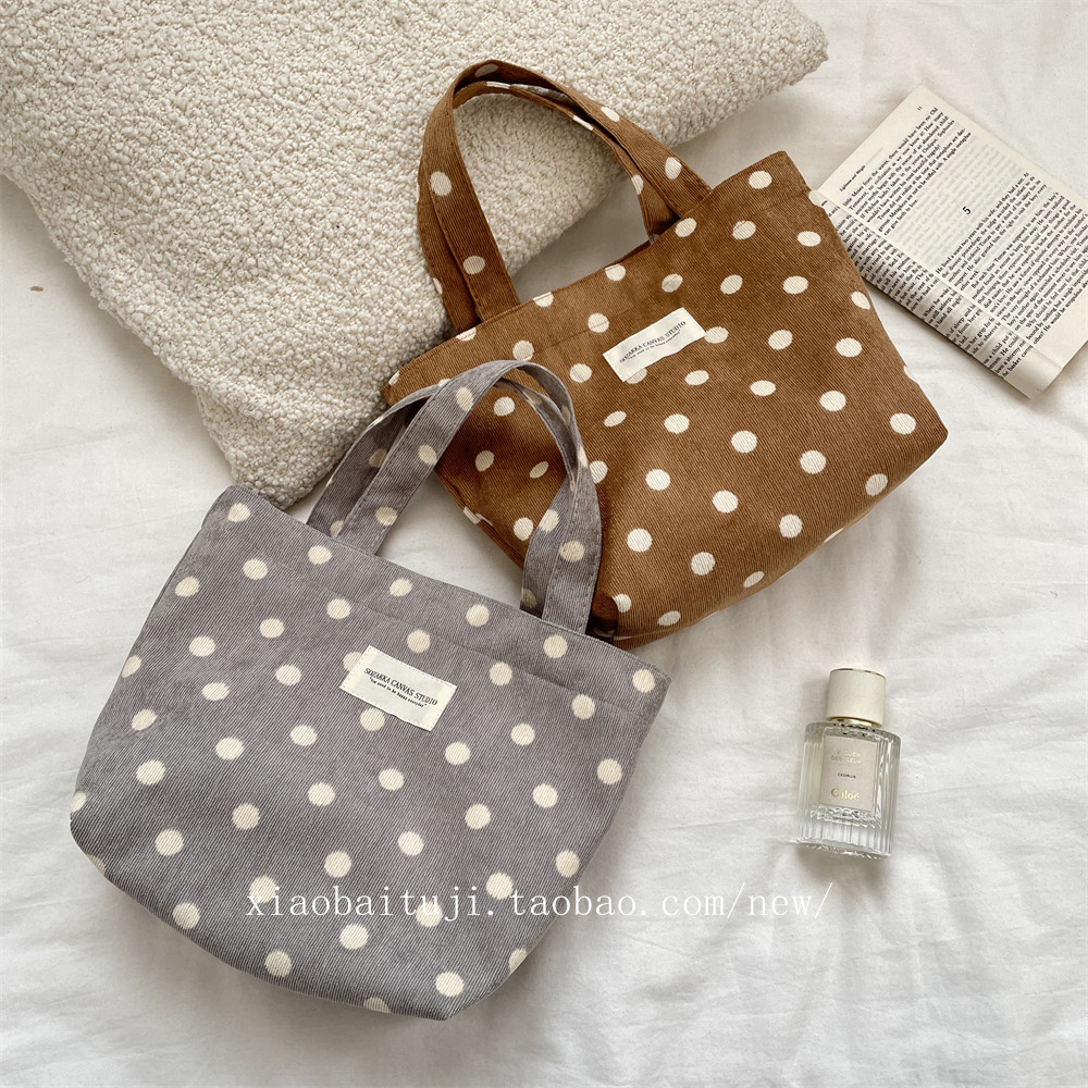小白兔几 灯芯绒碎花手提包上班简约手提袋午餐便当包外出逛街包,淘宝优惠券,粉丝福利购,淘宝优惠卷