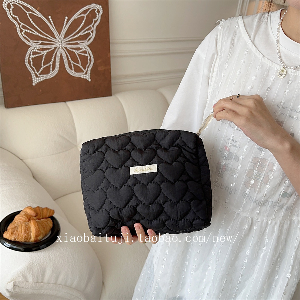 小白兔几绗缝夹棉爱心手拿包化妆包护肤品零钱包内胆多功能收纳袋,淘宝优惠券,粉丝福利购,淘宝优惠卷