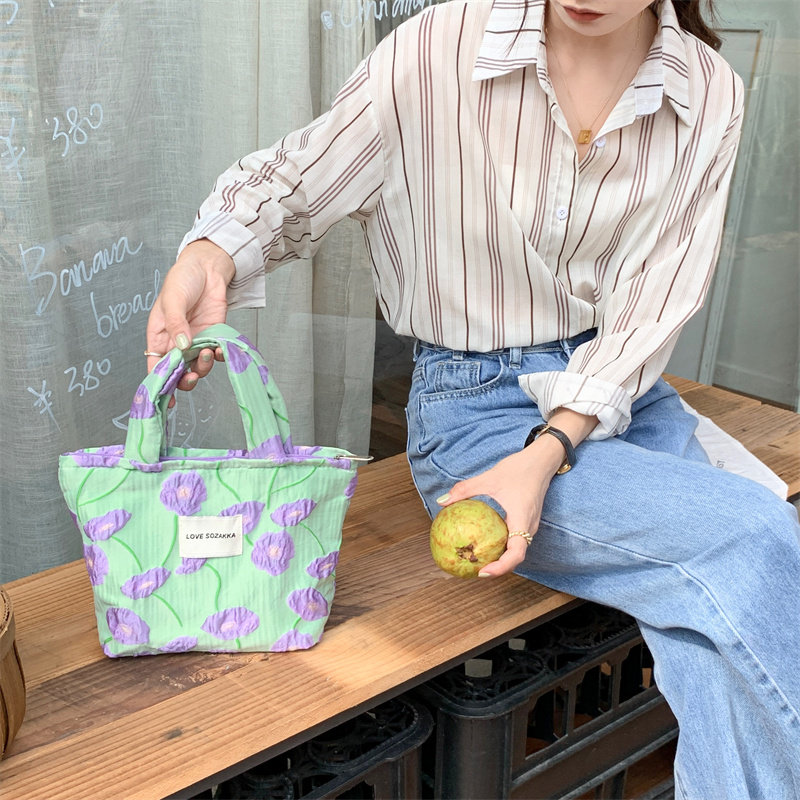 小白兔几  奶油色织提花手提包女上班杂物手拎包帆布便当包妈咪包,淘宝优惠券,粉丝福利购,淘宝优惠卷