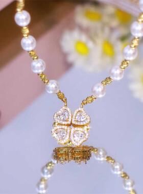 时尚两戴款爱心磁吸扣珍珠项链女轻奢气质高级感锁骨链防过敏颈链