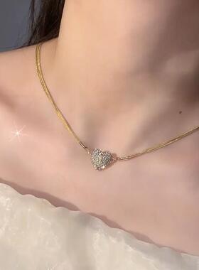 网红爆款心心相印磁吸扣项链女春夏新款小众设计感锁骨链时尚配饰