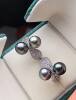 Tahitian pearl ring natural sea water genuine with color 925 silver inlaid with high-grade peacock green blue platinum gray