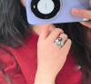 Tahitian pearl ring natural sea water genuine with color 925 silver inlaid with high-grade peacock green blue platinum gray