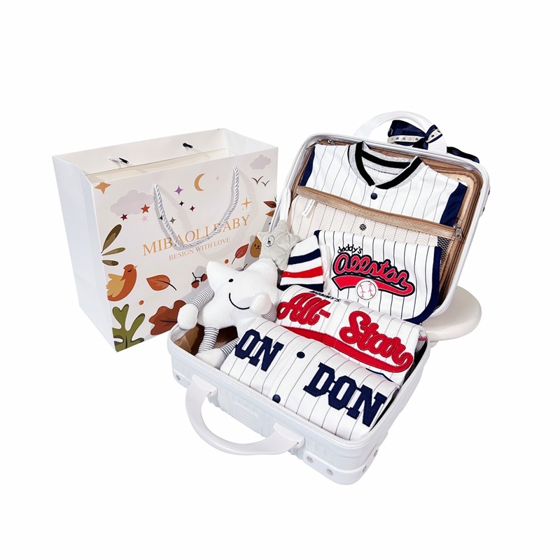 新生的儿见面礼初生婴儿春夏棒球衣服礼盒送礼男宝宝男孩满月百天