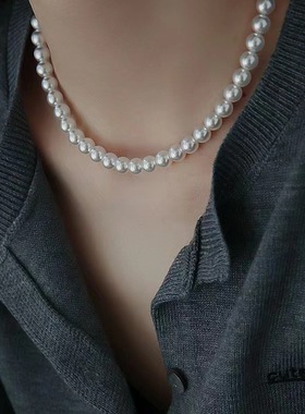 施家白色珍珠项链女款贝珠