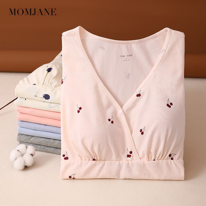 哺乳衣秋冬纯棉产后喂奶衣服秋衣 momjane母婴家居服上装