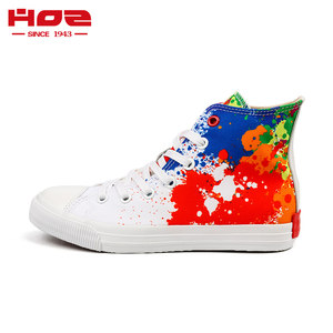 新款春秋季 HOZ小白情侣单鞋鞋女浅口圆头低跟平底白色黑色低帮鞋