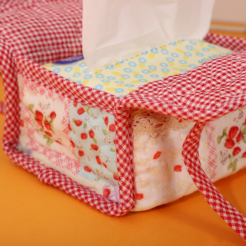 绗缝创意盒套布艺田园可爱时尚韩国车用纸巾盒居家新品纸巾套蕾丝