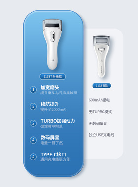 日本进口MUJIE电动修脚器自动磨脚皮去脚死皮老茧磨脚神器修足机