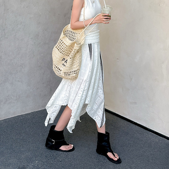 小个子内增高人字夹凉靴女2025秋新款夏时髦辣妹裤管短筒罗马凉鞋