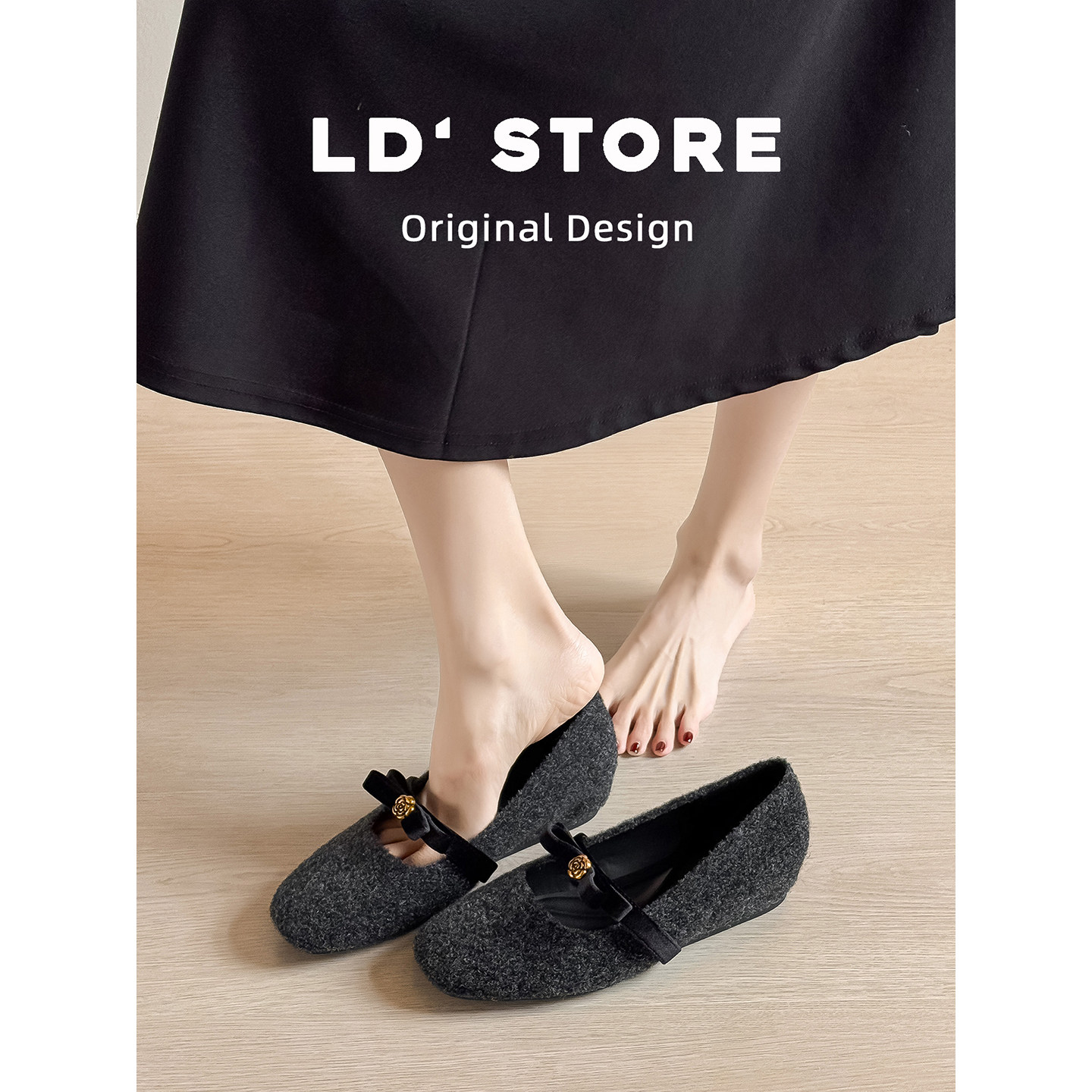 真皮~内增高灰色玛丽珍鞋女2026新款小香风平底鞋复古山茶花单鞋,淘宝优惠券,粉丝福利购,淘宝优惠卷