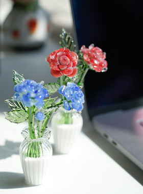 淄博琉璃玫瑰花永生花桌面摆件