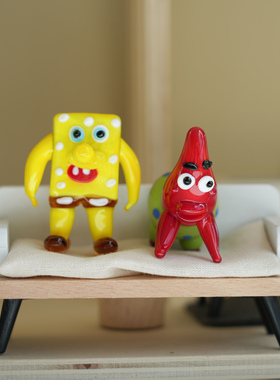 琉璃海绵宝宝与派大星公仔摆件