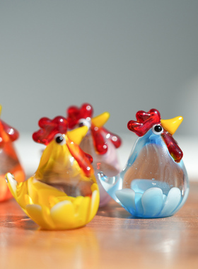 淄博琉璃非遗扎花大公鸡桌面摆件