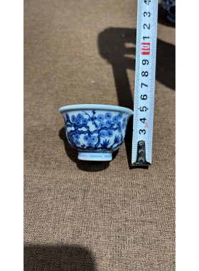 【厚君堂柴窑制】松竹梅青花小压手杯柴烧50cc厚君柴窑•百年非遗