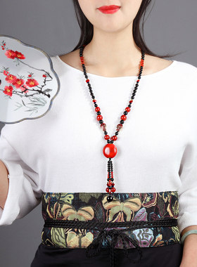 七彩蝶度玛瑙陶瓷圆珠链女原创