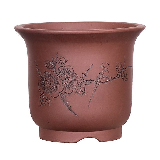 Yixing purple sand flower pot orchid pot large diameter Clivia flower pot ceramic special orchid flower pot clay purple sand pot