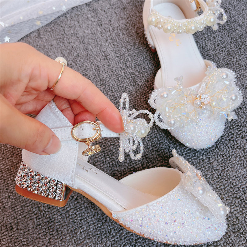公主鞋女童水晶白色高跟鞋礼服夏季花童鞋儿童模特走秀比赛演出鞋,淘宝优惠券,粉丝福利购,淘宝优惠卷