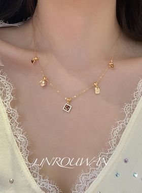 新年红色笑脸吊坠项链毛衣链配饰