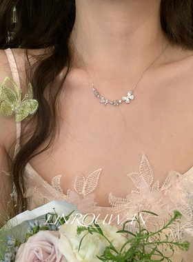 贝母闪锆蝴蝶项链女轻奢
