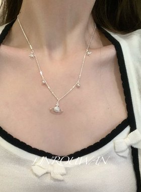韩系蝴蝶土星项链毛衣链锁骨链