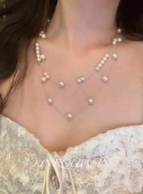 双层满天星珍珠项链女高级感