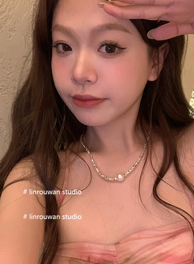 碎银子爱心珍珠项链设计感