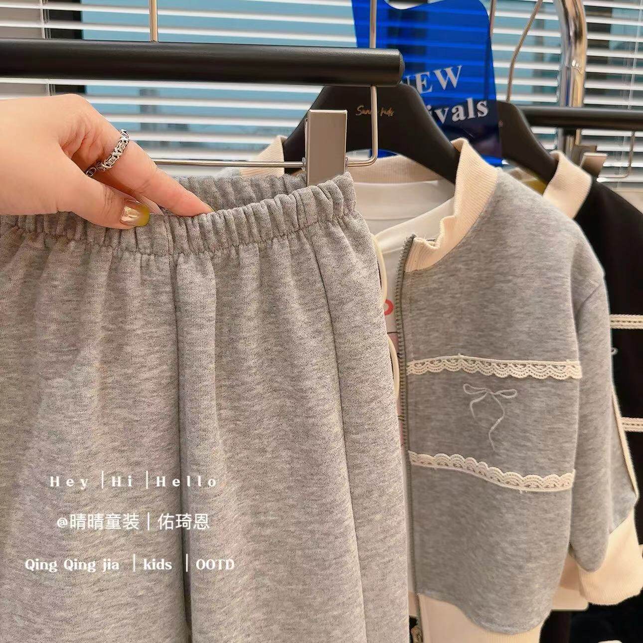 【宝藏衣橱】春秋季新款女童纯色卫衣外套套装洋气蝴蝶结百搭