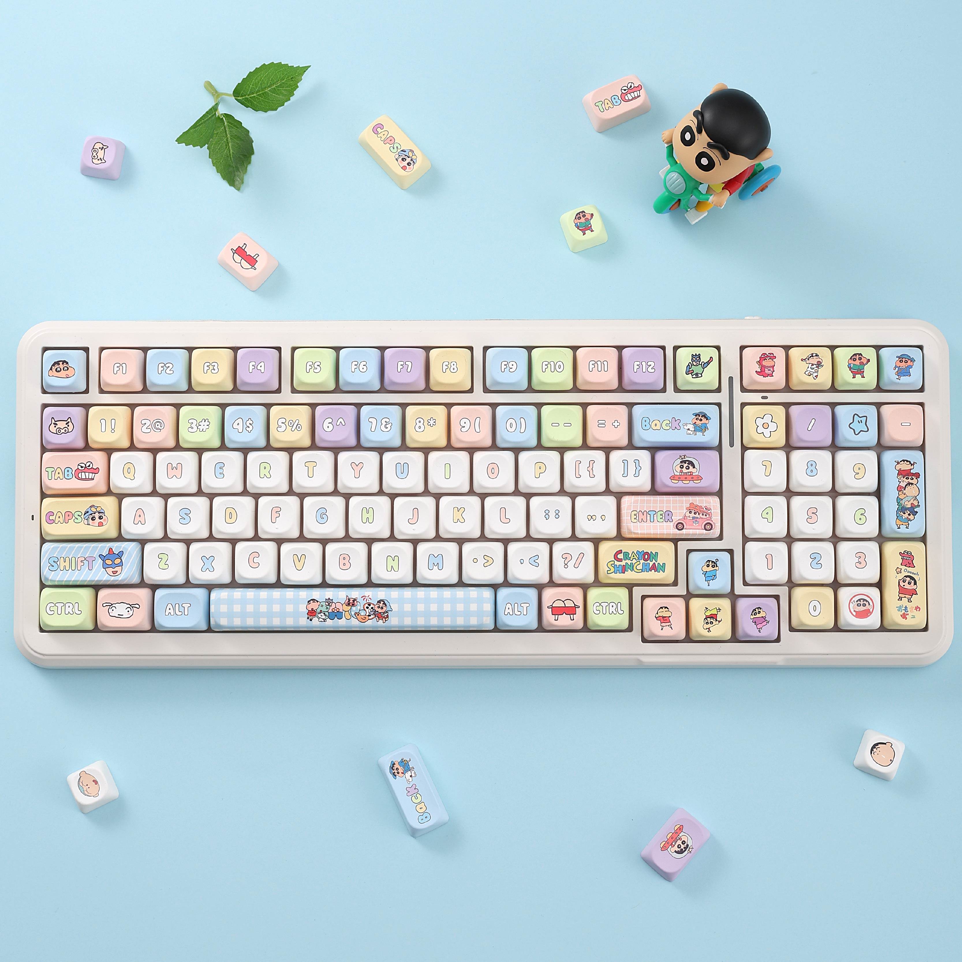 蜡笔小新键帽MOA高度PBT热升华键盘键帽68 75 87 98 104 108,淘宝优惠券,粉丝福利购,淘宝优惠卷