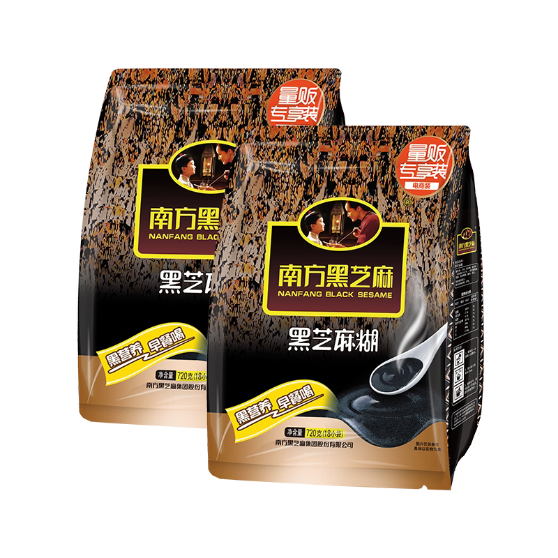2分钟一杯好糊：南方黑芝麻糊原味/无糖720g（18小袋）*2袋