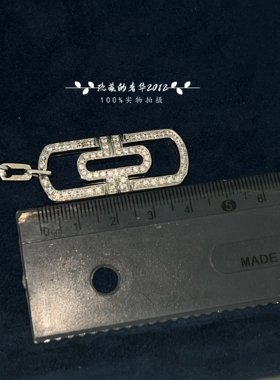 通体925银电镀18k金满钻回形针爱心银色项链珠宝工艺手镶钻男女