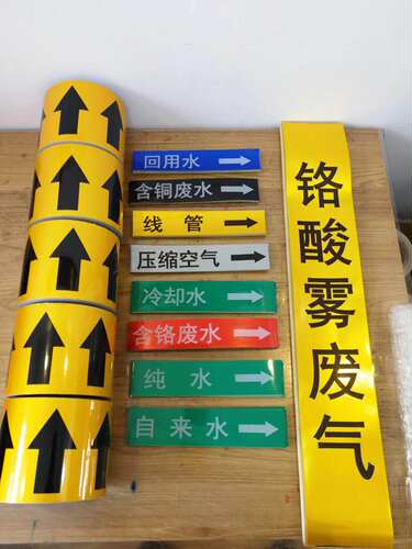 包邮管道标识|管道标贴标签|反光流向箭头标/安全管路色标不干胶 - 图3