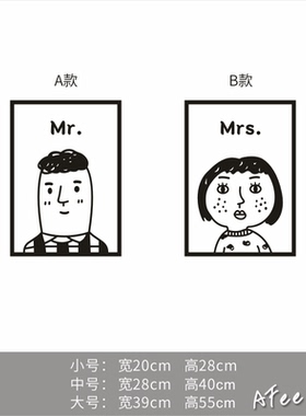ins丑萌头像人物客厅卧室墙贴画