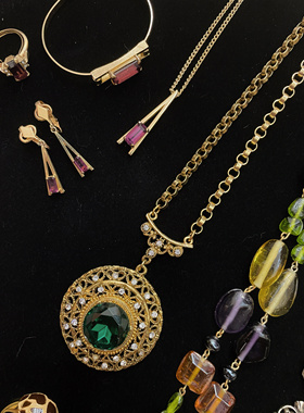 Vintage 中古 Judylee Joan Rivers 幻彩琉璃珐琅手链耳夹项链