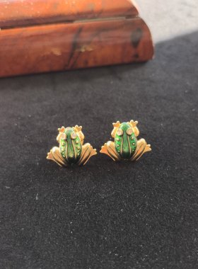 Avon素金珐琅青蛙刺针胸针趣味动物刺针1993年中古老货Vintage