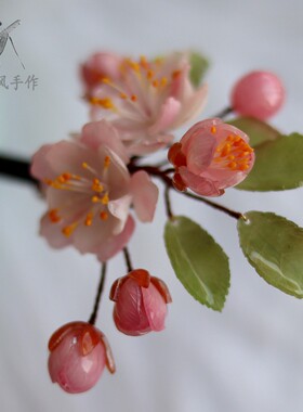 发簪热缩片木簪古风海棠花
