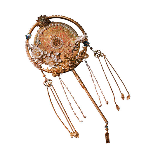 团扇结婚新娘diy材料包中式婚礼扇子汉服出嫁金色喜扇高端成品扇 - 图3