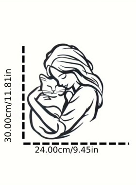 金属拥抱创意现代女人和猫艺术铁艺客厅壁挂温馨装饰卧室墙面壁挂