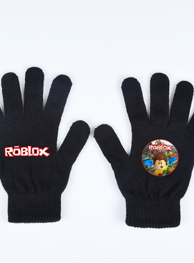 跨境游戏虚拟世界roblox周边手套新款针织保暖连指手套女冬季