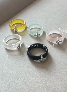 小众轻奢素圈玛瑙个性手工珠子设计感镂空开口戒指气质ins百搭