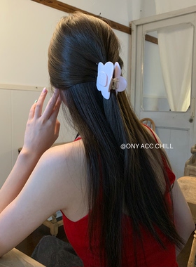 韩系ins风wer奶油花朵大号醋酸抓夹女可爱甜美发抓鲨鱼夹发夹发饰
