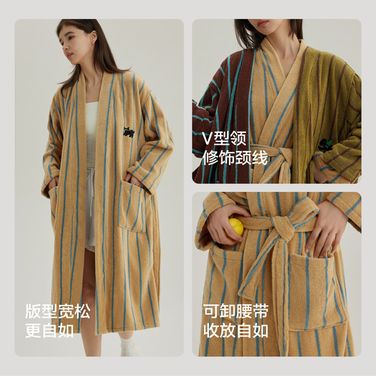 Sanli pure cotton bathrobe for women, absorbent, quick-drying, special bathrobe towel, hotel cotton nightgown, men's bath towel, winter