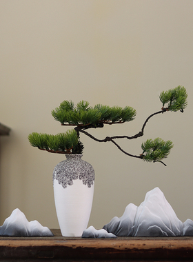 现代新中式陶瓷假山花瓶摆件会所家居客厅电视酒柜玄关软装饰品