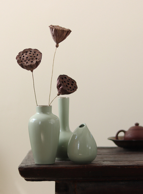 汝窑可养开片陶瓷花瓶花器水培水养复古摆件简约客厅水养插花民宿