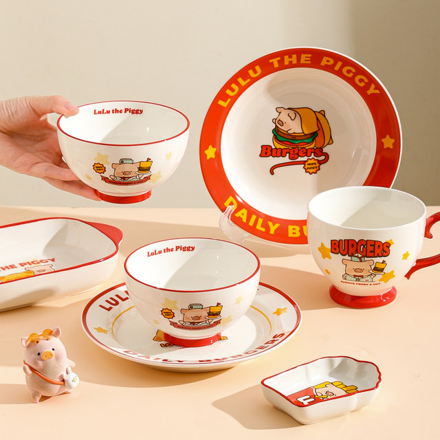 Kawashimaya&lulu pig burger cutlery set gift box