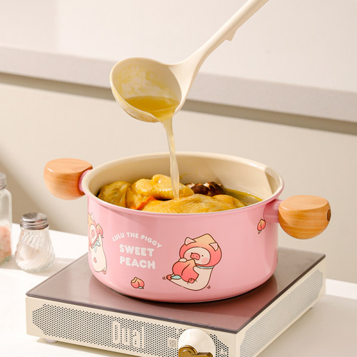 川岛屋&lulu猪联名 锅组套装全套家用不粘锅煎炒锅奶锅汤锅三件套 - 图1