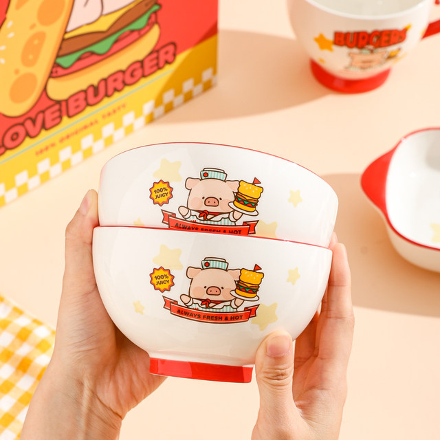 Kawashimaya&lulu pig burger cutlery set gift box
