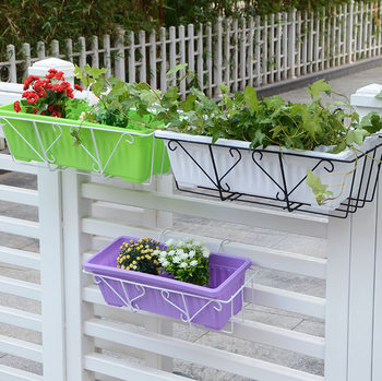 Balcony railing terrace wall hanging rack rectangular flower pot rack ດອກໄມ້ພິເສດ rack ທາດເຫຼັກງ່າຍດາຍດອກ Hollen rack ອ່າງ