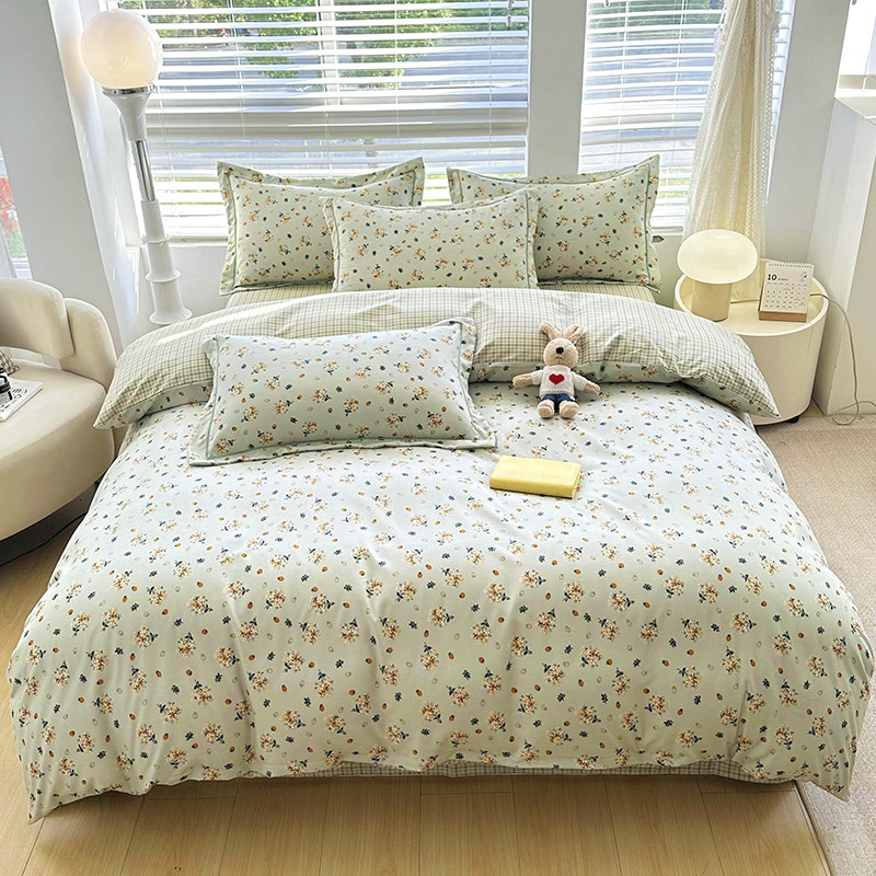 新款田园清新四件套加厚被套宿舍床单被套枕套四件套礼盒发货 st
